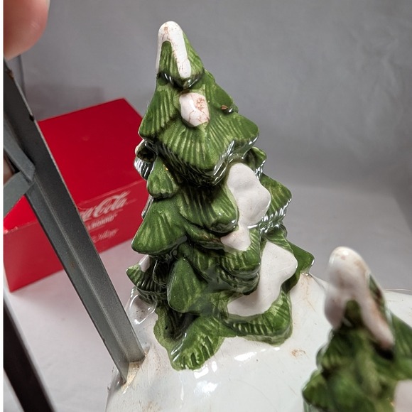 Coca Cola Snow Village Handpainted Ceramic Metal Billboard Accessory 54810 - Picture 5 of 6